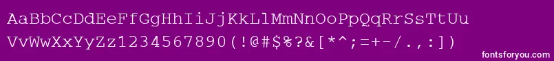 Czcionka PcRegular – białe czcionki na fioletowym tle