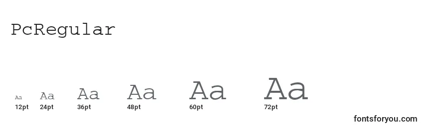 PcRegular Font Sizes