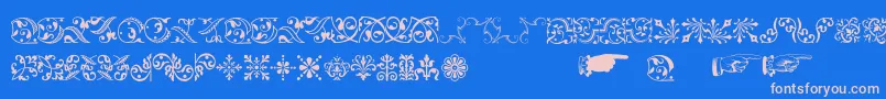 Baroqueornaments-Schriftart – Rosa Schriften auf blauem Hintergrund