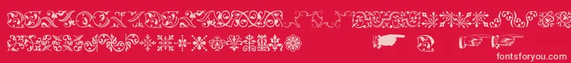 Baroqueornaments-Schriftart – Rosa Schriften auf rotem Hintergrund