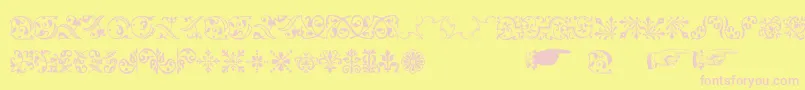 Czcionka Baroqueornaments – różowe czcionki na żółtym tle