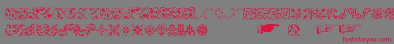 Czcionka Baroqueornaments – czerwone czcionki na szarym tle