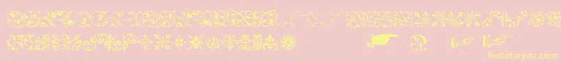 Baroqueornaments-Schriftart – Gelbe Schriften auf rosa Hintergrund