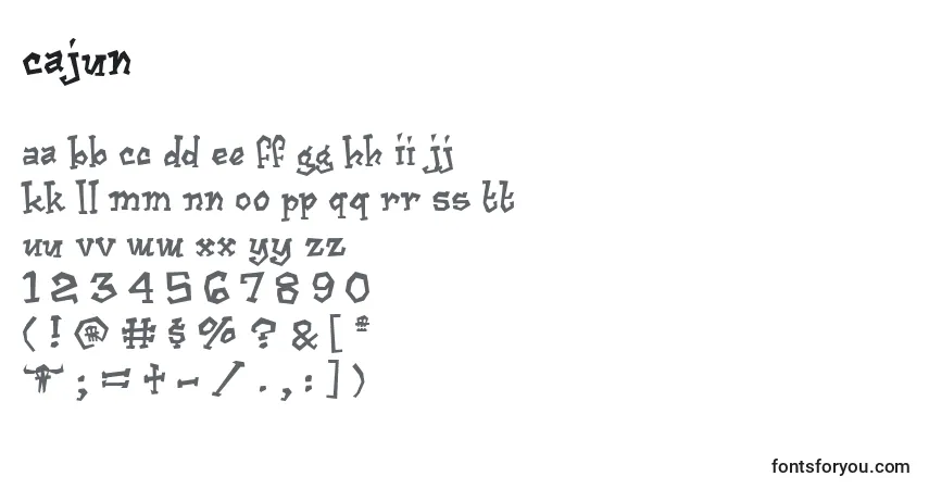 Schriftart Cajun – Alphabet, Zahlen, spezielle Symbole