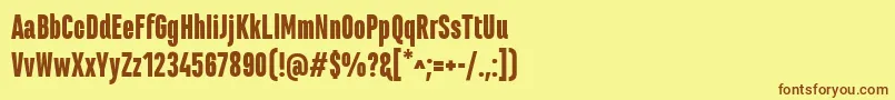 MarianinaCnFyBlack-Schriftart – Braune Schriften auf gelbem Hintergrund