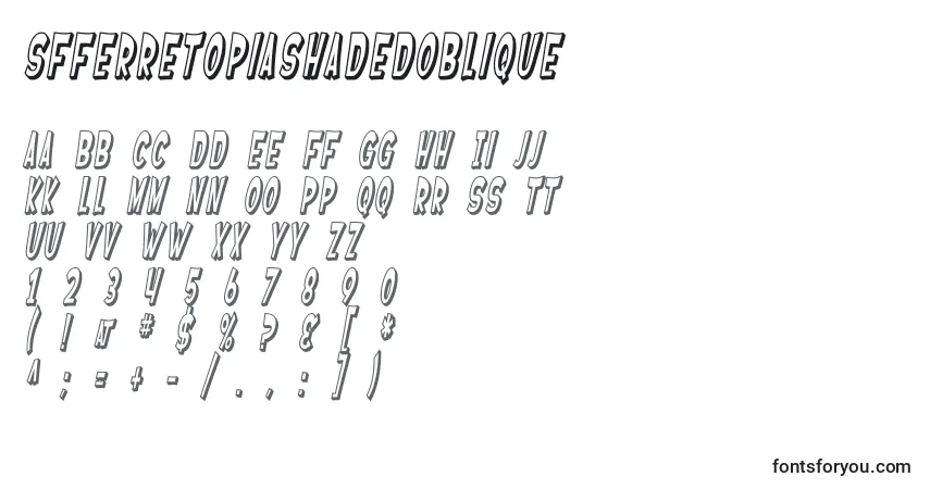 Czcionka SfFerretopiaShadedOblique – alfabet, cyfry, specjalne znaki