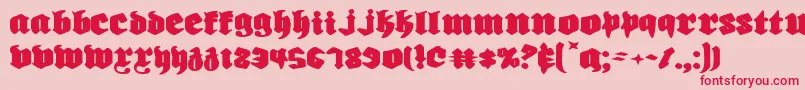 Czcionka Biergartene – czerwone czcionki na różowym tle