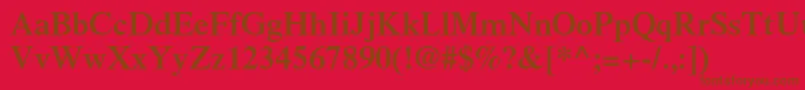TimesltstdSemibold-Schriftart – Braune Schriften auf rotem Hintergrund