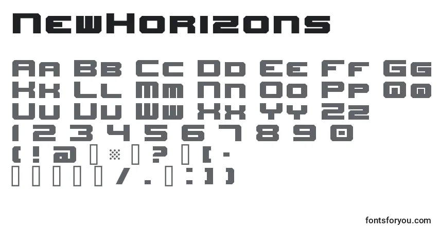 Schriftart NewHorizons – Alphabet, Zahlen, spezielle Symbole