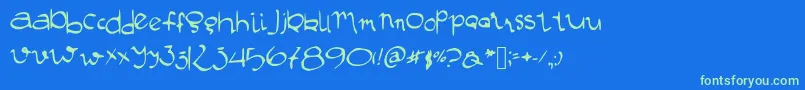 Manustype Font – Green Fonts on Blue Background