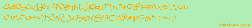 Manustype Font – Orange Fonts on Green Background