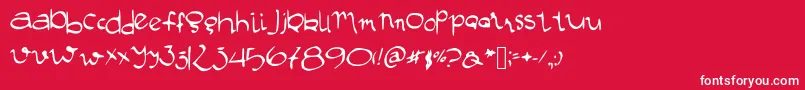 Manustype-Schriftart – Weiße Schriften auf rotem Hintergrund