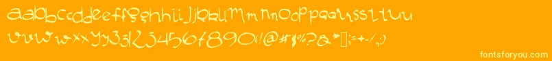 Manustype Font – Yellow Fonts on Orange Background