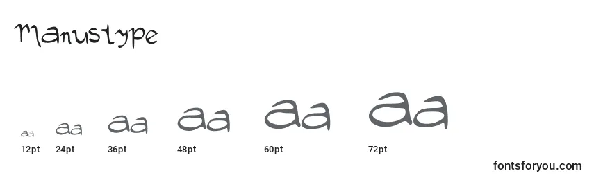 Manustype Font Sizes
