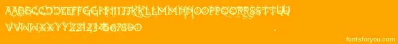 DearestDorothy-Schriftart – Gelbe Schriften auf orangefarbenem Hintergrund