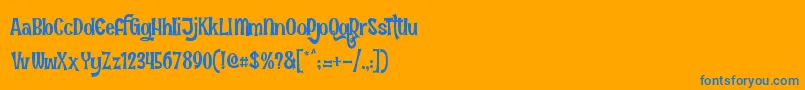 FunInTheJungle-Schriftart – Blaue Schriften auf orangefarbenem Hintergrund