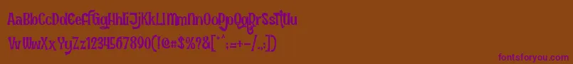 FunInTheJungle-Schriftart – Violette Schriften auf braunem Hintergrund