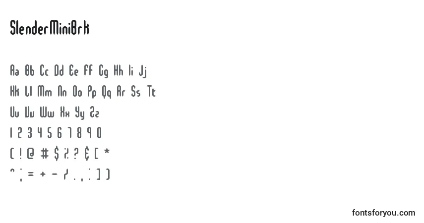 SlenderMiniBrk-fontti – aakkoset, numerot, erikoismerkit