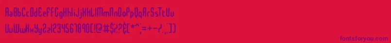 SlenderMiniBrk-Schriftart – Violette Schriften auf rotem Hintergrund