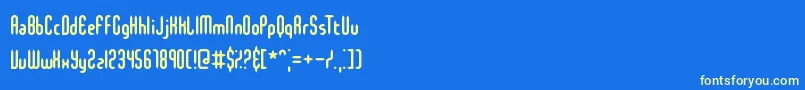 SlenderMiniBrk-Schriftart – Gelbe Schriften auf blauem Hintergrund