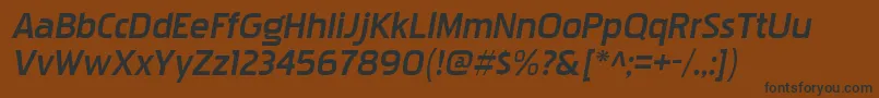 フォントPakenhamxprgBolditalic – 黒い文字が茶色の背景にあります