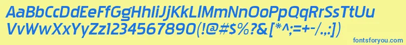 PakenhamxprgBolditalic Font – Blue Fonts on Yellow Background