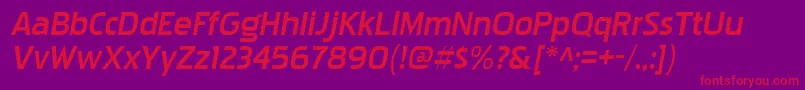 Fonte PakenhamxprgBolditalic – fontes vermelhas em um fundo violeta