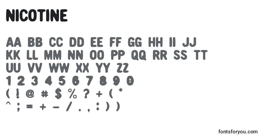 characters of nicotine font, letter of nicotine font, alphabet of  nicotine font