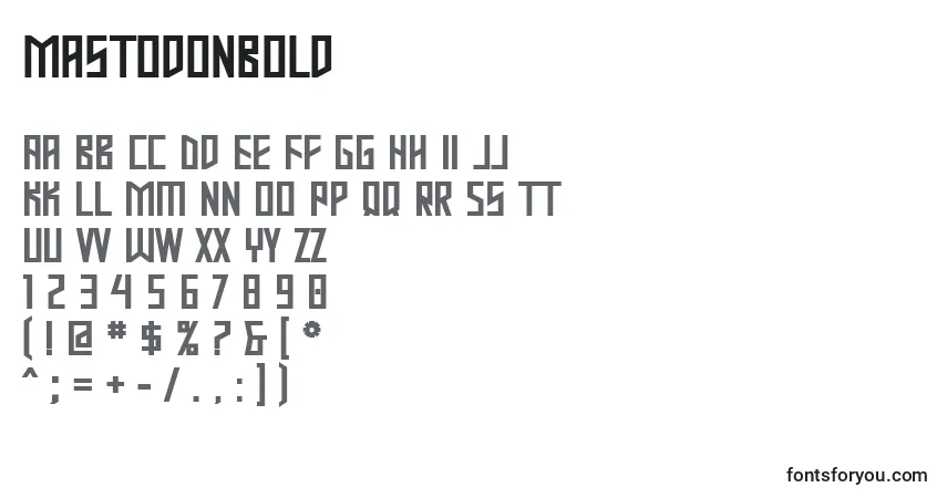 characters of mastodonbold font, letter of mastodonbold font, alphabet of  mastodonbold font