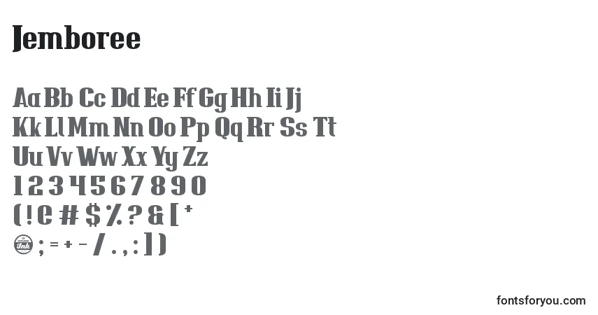 characters of jemboree font, letter of jemboree font, alphabet of  jemboree font