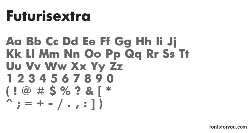 A fonte Futurisextra – alfabeto, números, caracteres especiais