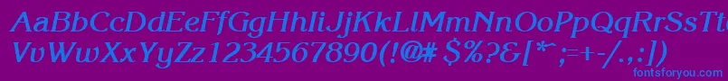 KroneBoldItalic-Schriftart – Blaue Schriften auf violettem Hintergrund