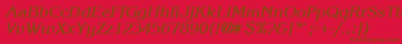 フォントKroneBoldItalic – 赤い背景に茶色の文字
