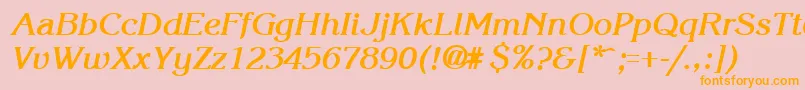 フォントKroneBoldItalic – オレンジの文字がピンクの背景にあります。