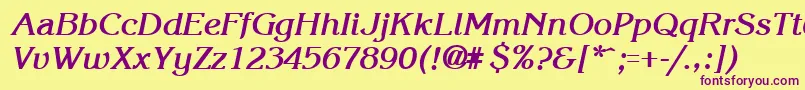 KroneBoldItalic Font – Purple Fonts on Yellow Background