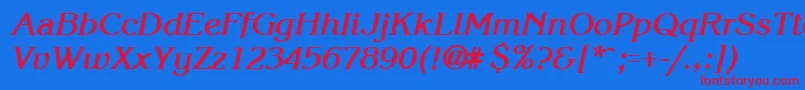 Weitere Informationen zur KroneBoldItalic-Schriftart KroneBoldItalic-Schriftart – Rote Schriften auf blauem Hintergrund
