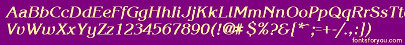 KroneBoldItalic-Schriftart – Gelbe Schriften auf violettem Hintergrund