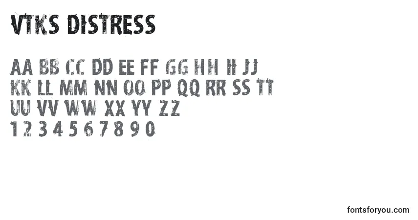 Schriftart Vtks Distress – Alphabet, Zahlen, spezielle Symbole