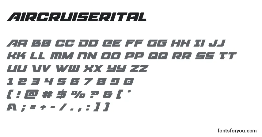 Schriftart Aircruiserital – Alphabet, Zahlen, spezielle Symbole