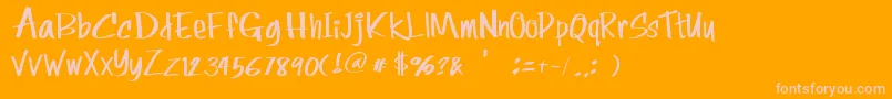 Rolina-Schriftart – Rosa Schriften auf orangefarbenem Hintergrund