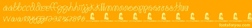 Lisätietoja FiestaTime-fontista FiestaTime-fontti – keltaiset fontit oranssilla taustalla