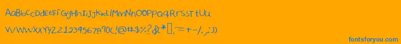 フォントSharonhandwriting – オレンジの背景に青い文字