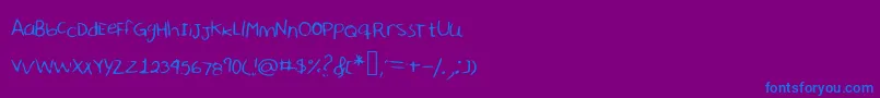 フォントSharonhandwriting – 紫色の背景に青い文字