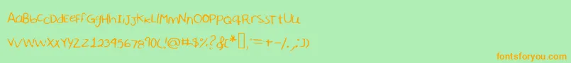 Sharonhandwriting-fontti – oranssit fontit vihreällä taustalla