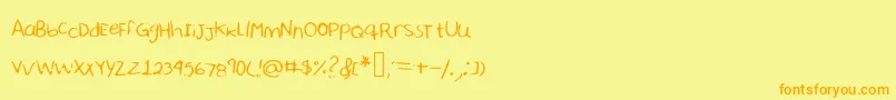 Fonte Sharonhandwriting – fontes laranjas em um fundo amarelo