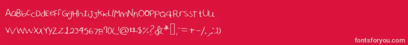 Sharonhandwriting Font – Pink Fonts on Red Background