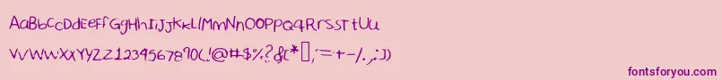 フォントSharonhandwriting – ピンクの背景に紫のフォント