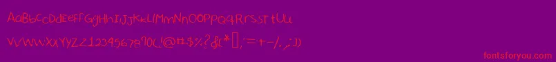 Sharonhandwriting-Schriftart – Rote Schriften auf violettem Hintergrund