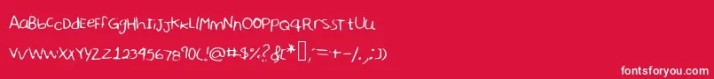 Sharonhandwriting-Schriftart – Weiße Schriften auf rotem Hintergrund