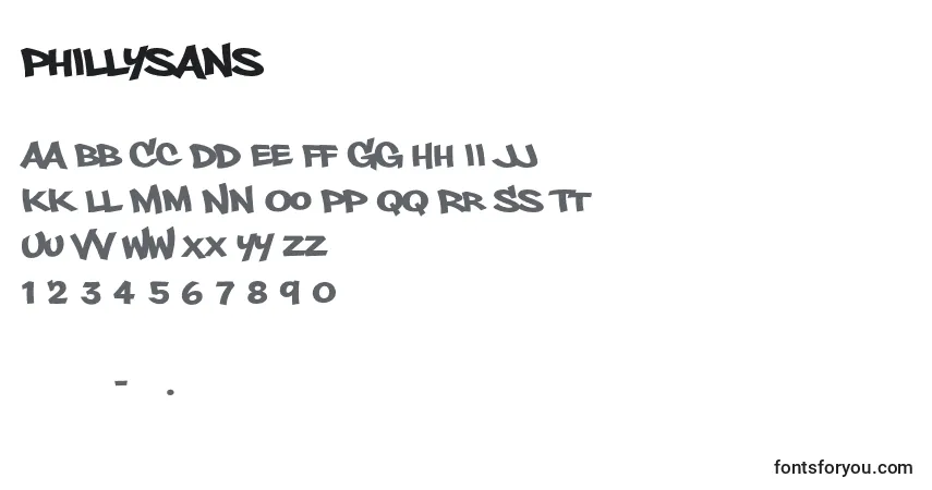 Fuente Phillysans - alfabeto, números, caracteres especiales